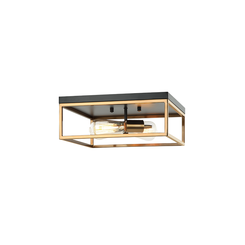 Steel Open Air Two Tone Color Square Frame Flush Mount