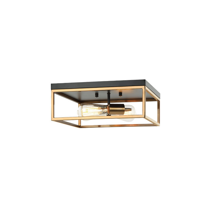 Steel Open Air Two Tone Color Square Frame Flush Mount