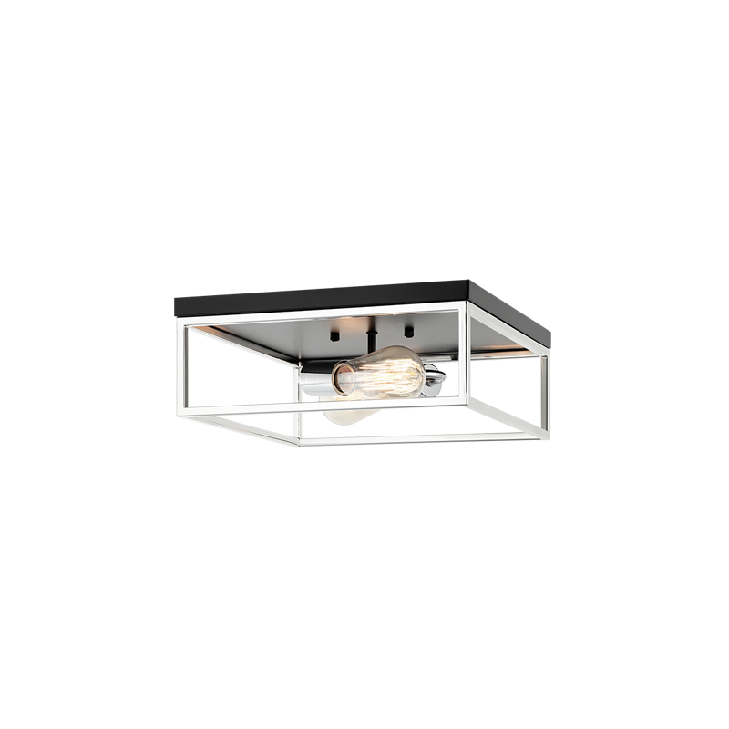 Steel Open Air Two Tone Color Square Frame Flush Mount