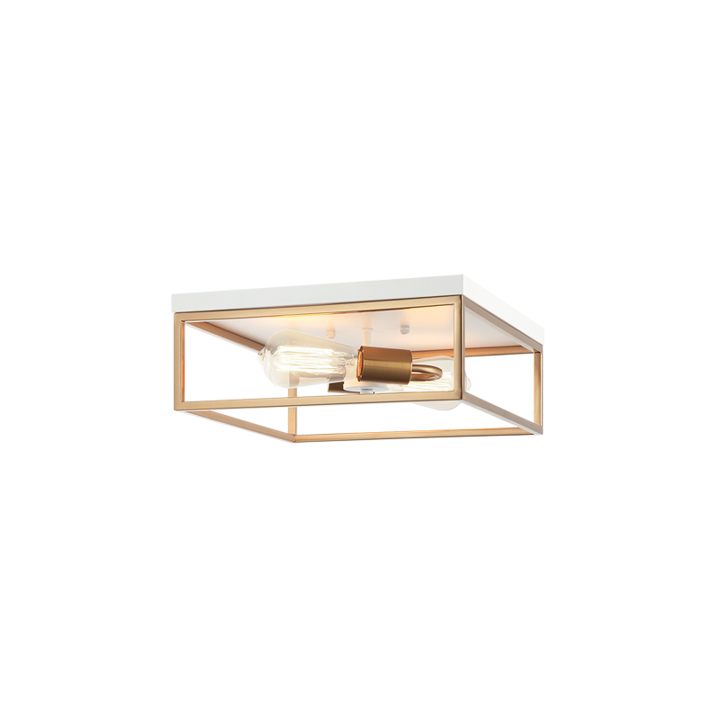 Steel Open Air Two Tone Color Square Frame Flush Mount