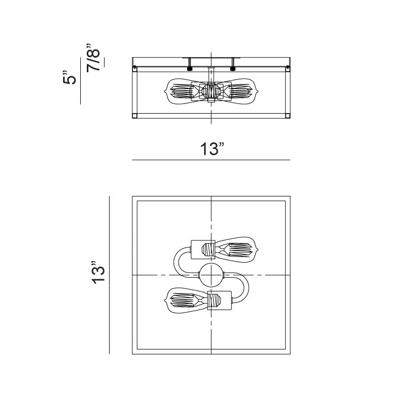 Steel Open Air Two Tone Color Square Frame Flush Mount
