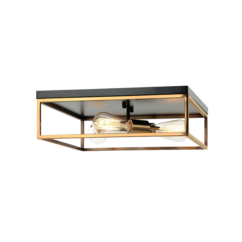 Steel Open Air Two Tone Color Square Frame Flush Mount
