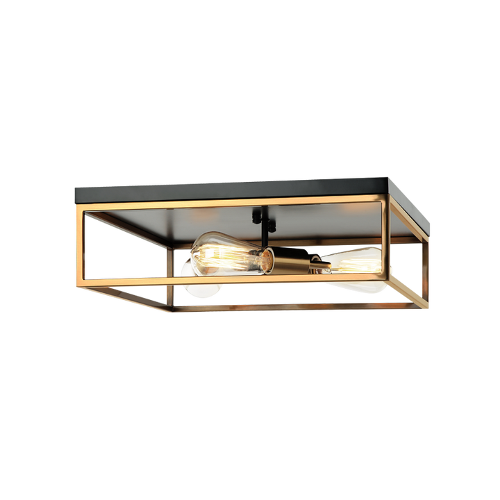 Steel Open Air Two Tone Color Square Frame Flush Mount