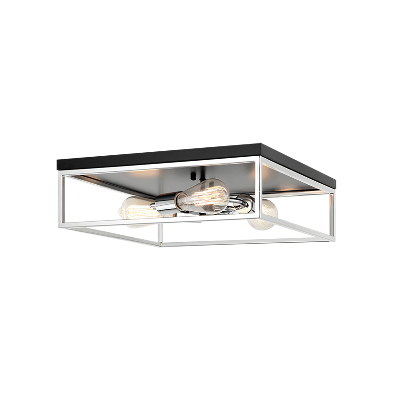 Steel Open Air Two Tone Color Square Frame Flush Mount