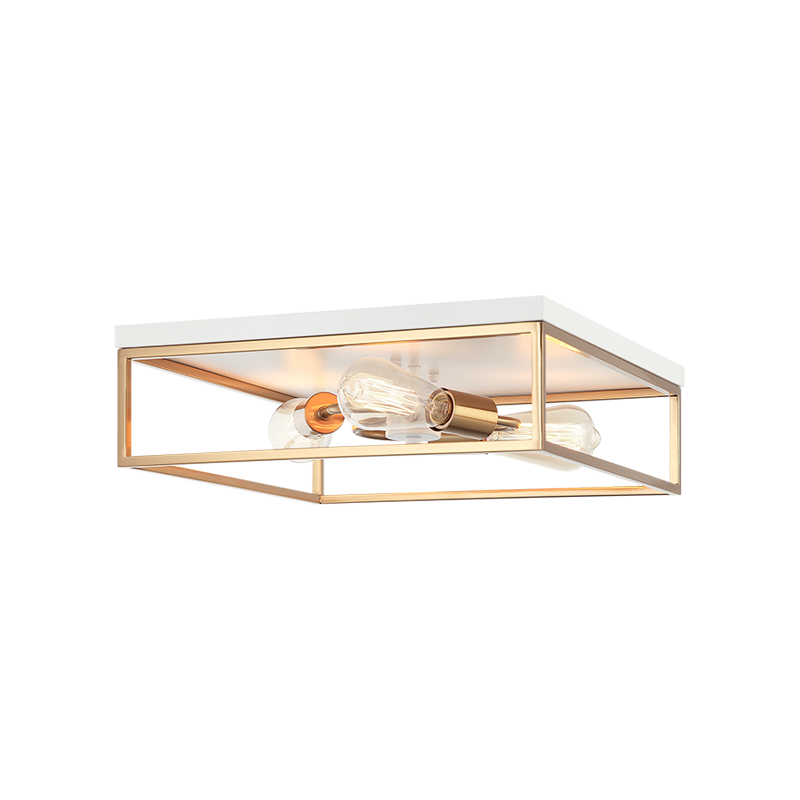 Steel Open Air Two Tone Color Square Frame Flush Mount