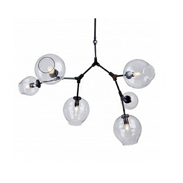 Frame Ceiling Fixture with Clear Glass Open Shades in Black by Bethel