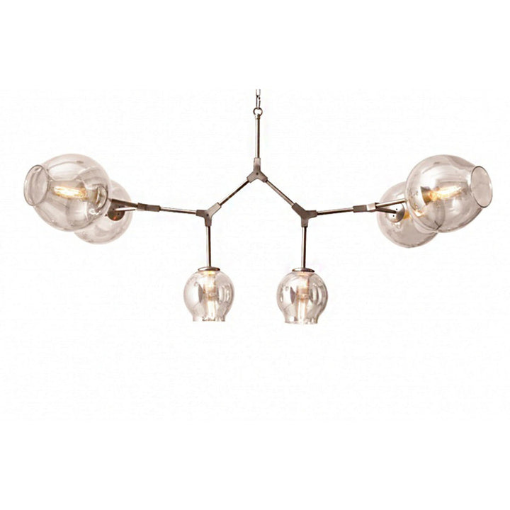 Frame Ceiling Fixture with Clear Glass Open Shades in Satin Nickel by Bethel