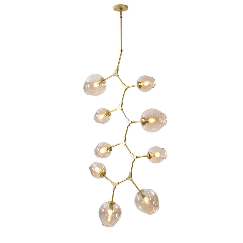 Frame Ceiling Fixture with Dented Glass Shades Arms Are