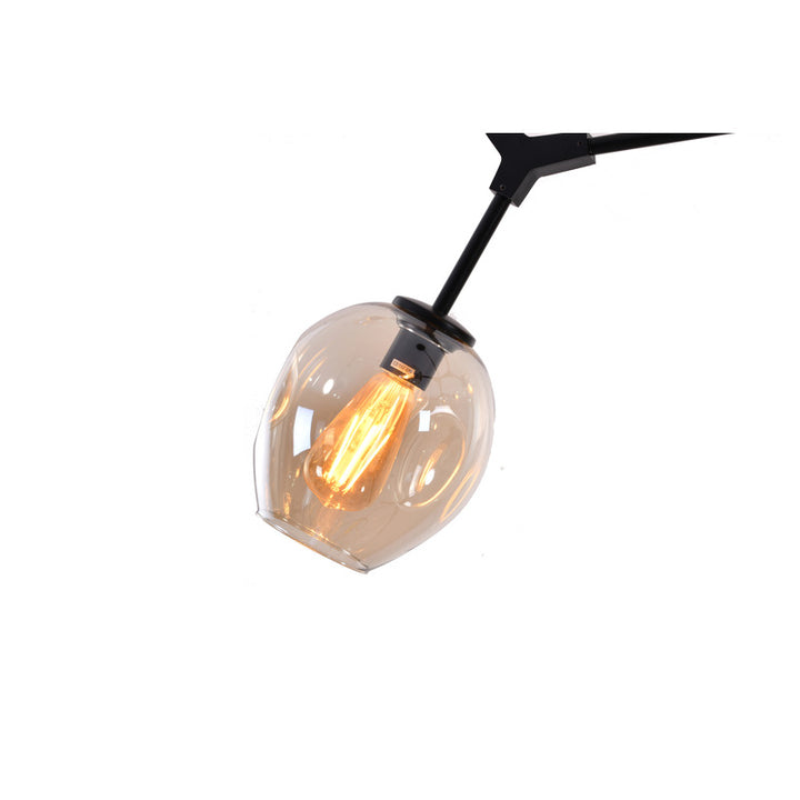Frame Ceiling Fixture with Dented Glass Shades Arms Are