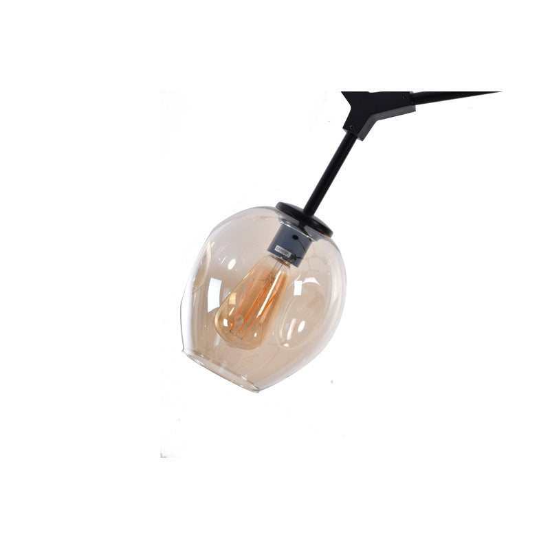 Frame Ceiling Fixture with Dented Glass Shades Arms Are
