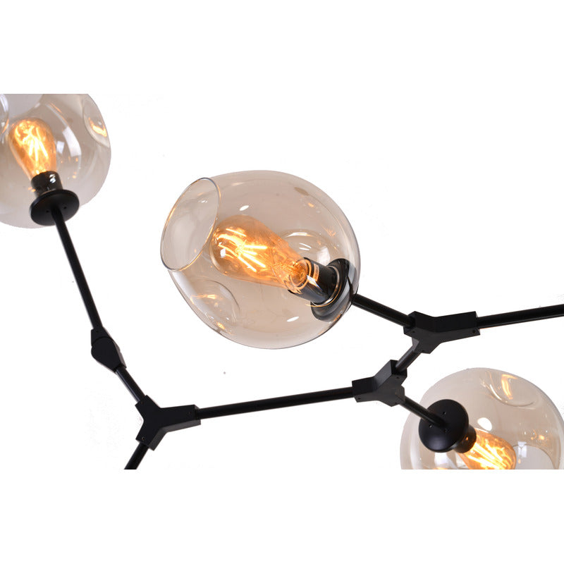 Frame Ceiling Fixture with Dented Glass Shades Arms Are
