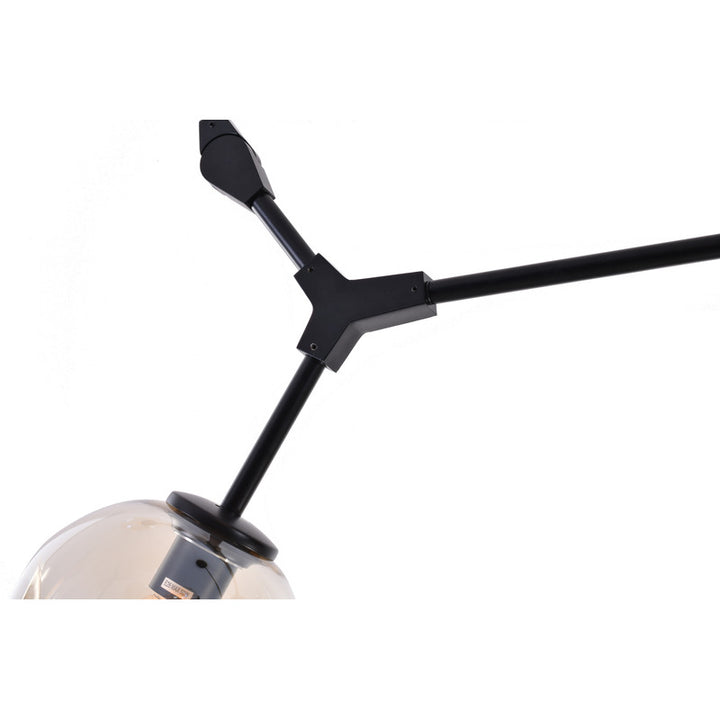 Frame Ceiling Fixture with Dented Glass Shades Arms Are