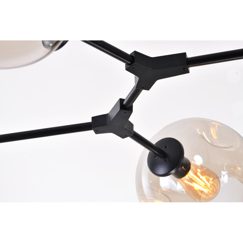 Frame Ceiling Fixture with Dented Glass Shades Arms Are