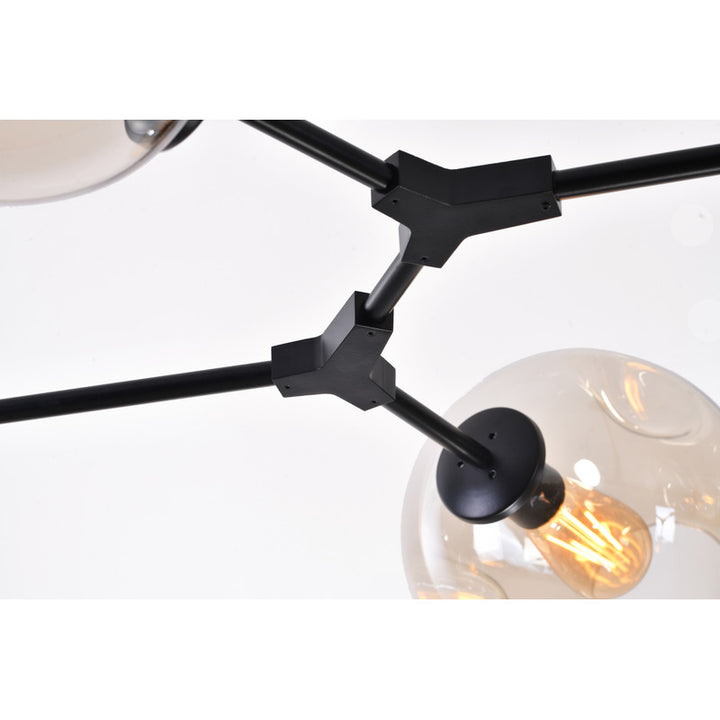 Frame Ceiling Fixture with Dented Glass Shades Arms Are