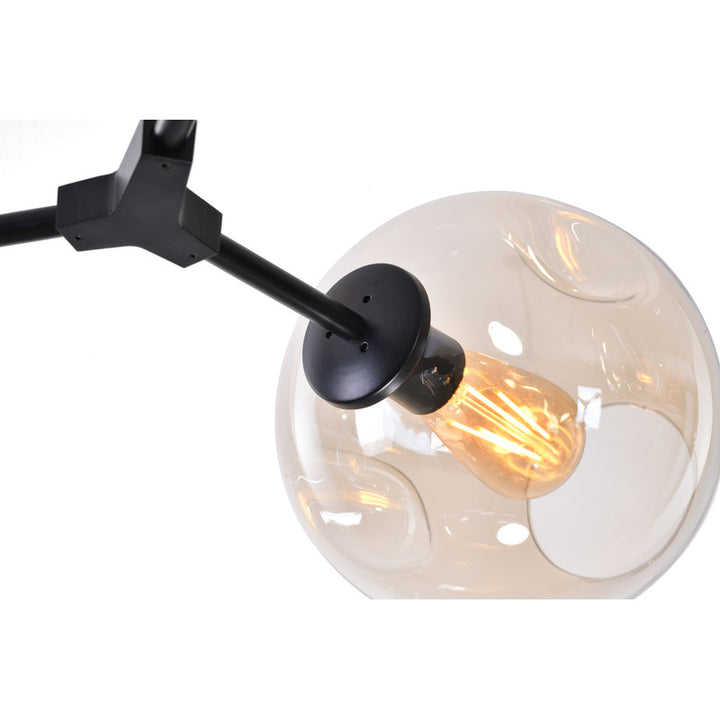Frame Ceiling Fixture with Dented Glass Shades Arms Are