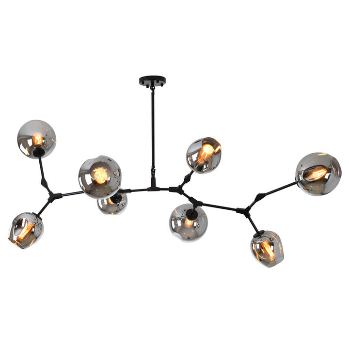 Frame Ceiling Fixture with Dented Glass Shades Arms Are