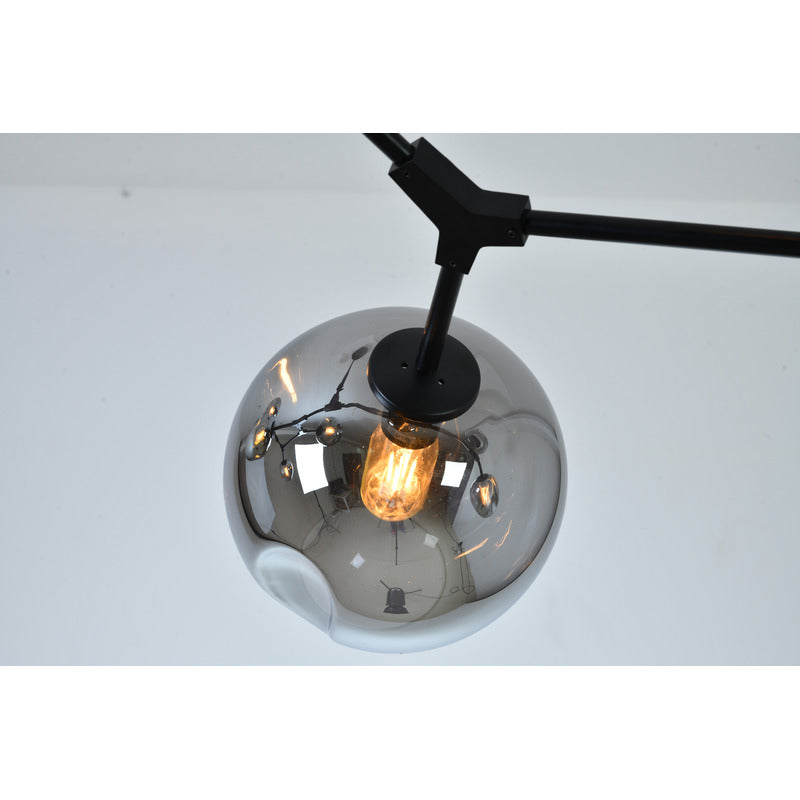 Frame Ceiling Fixture with Dented Glass Shades Arms Are