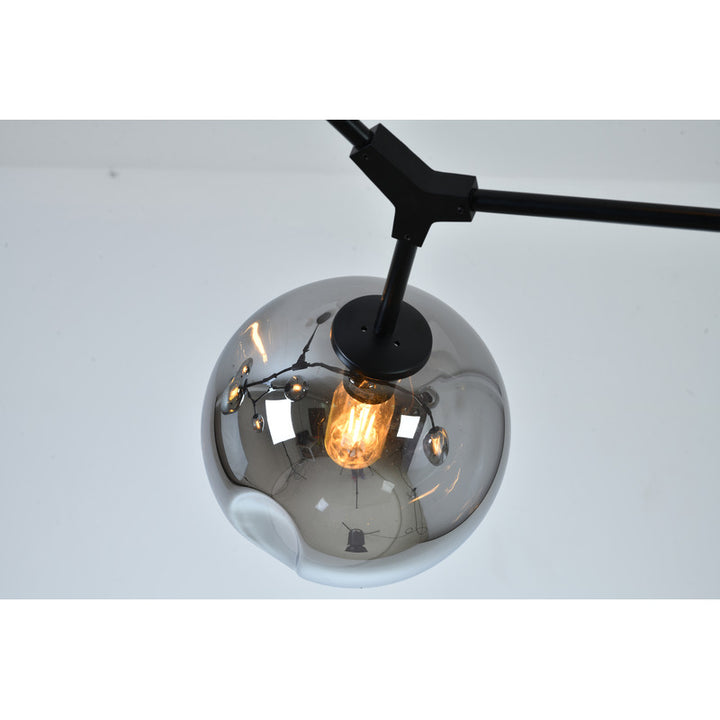 Frame Ceiling Fixture with Dented Glass Shades Arms Are