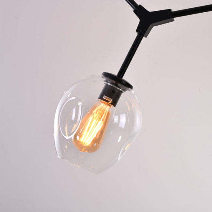 Frame Ceiling Fixture with Dented Glass Shades Arms Are