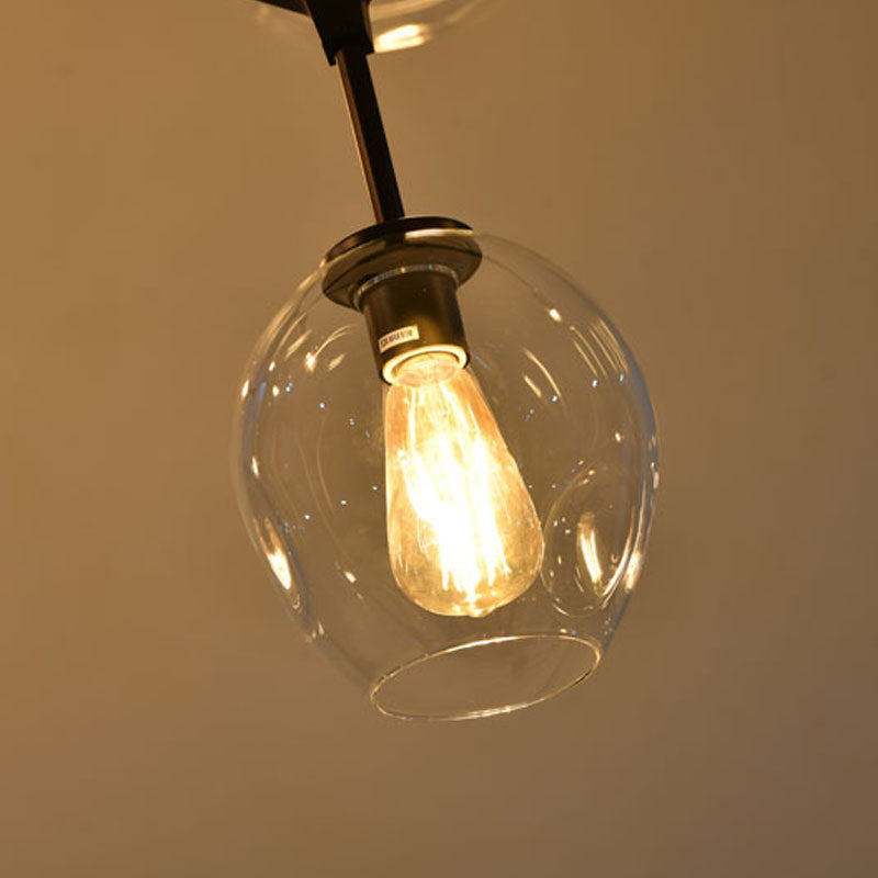 Frame Ceiling Fixture with Dented Glass Shades Arms Are