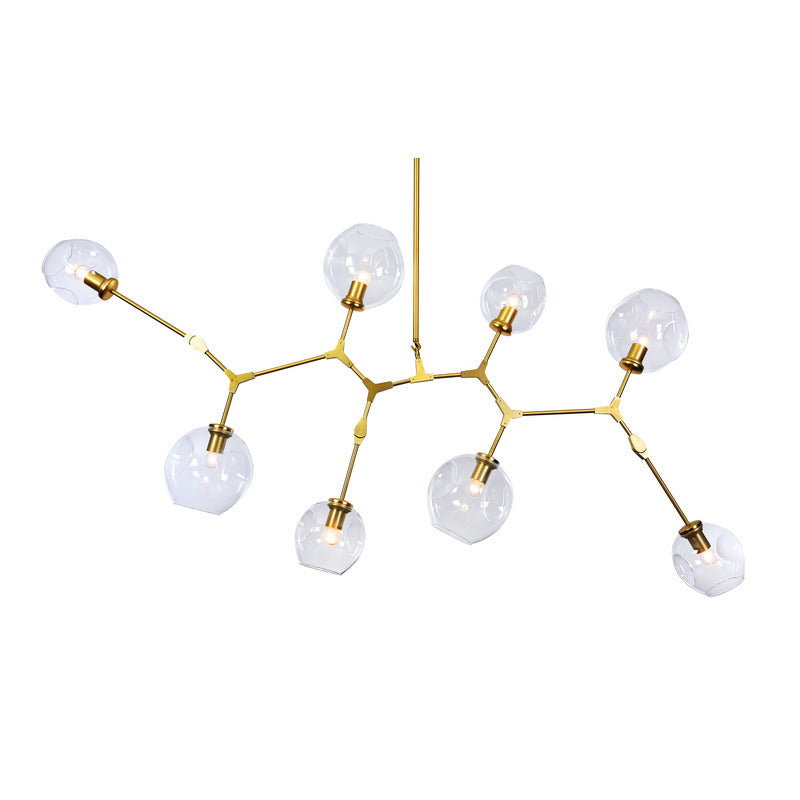 Frame Ceiling Fixture with Dented Glass Shades Arms Are