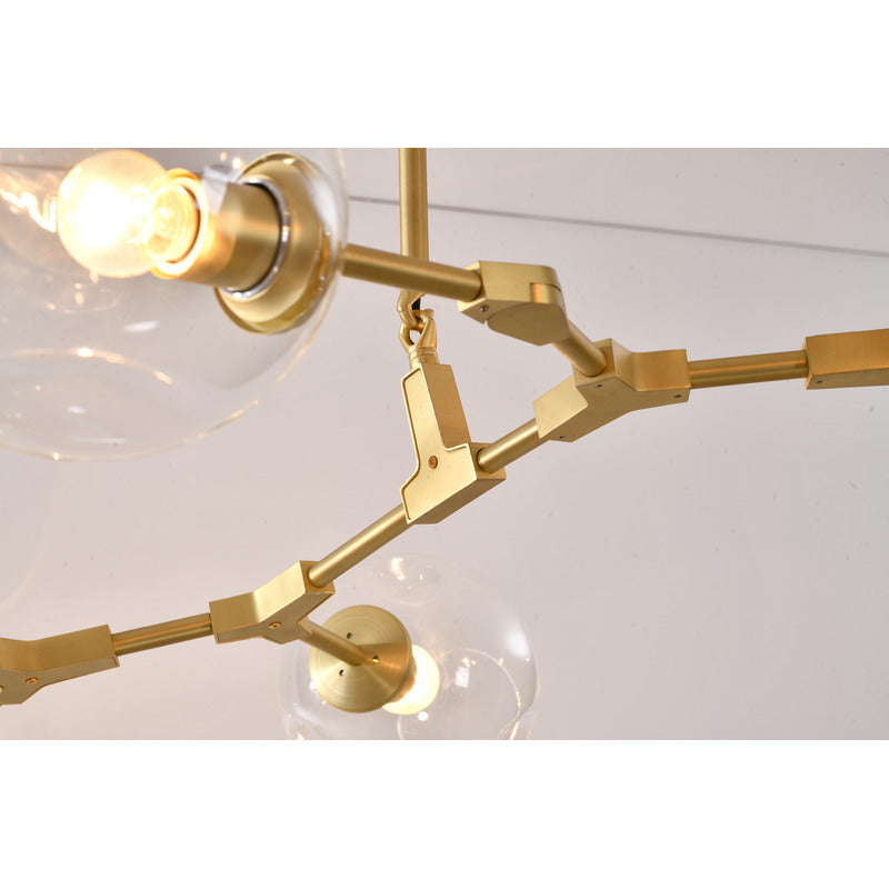 Frame Ceiling Fixture with Dented Glass Shades Arms Are