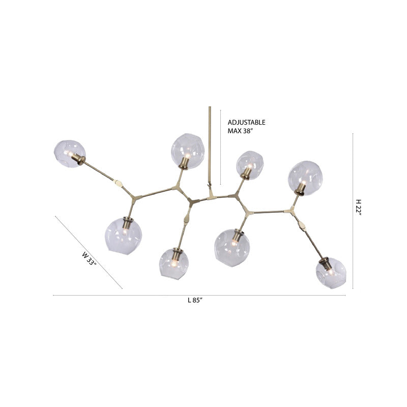 Frame Ceiling Fixture with Dented Glass Shades Arms Are