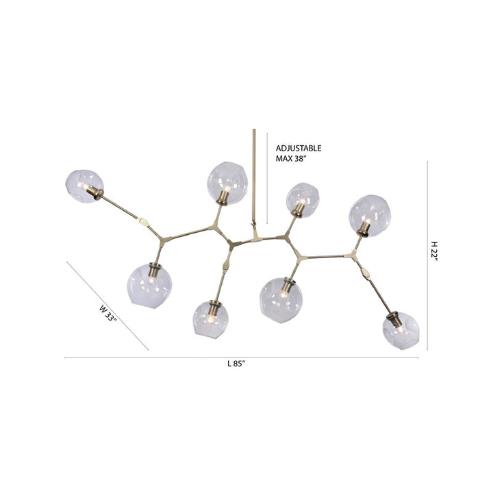 Frame Ceiling Fixture with Dented Glass Shades Arms Are
