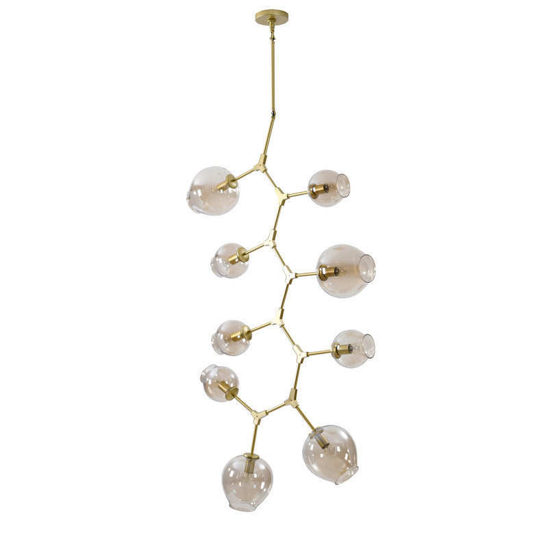 Frame Ceiling Fixture with Dented Glass Shades Arms Are