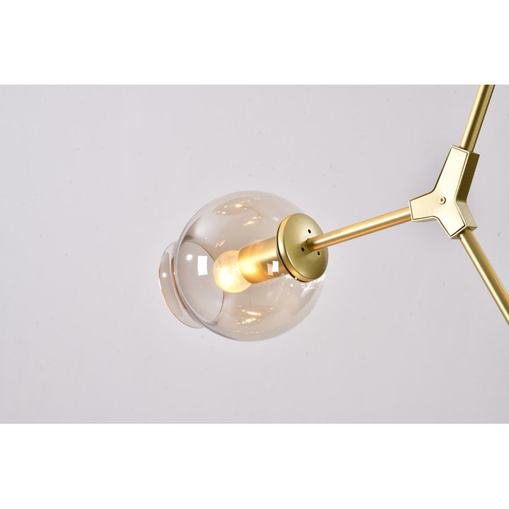 Frame Ceiling Fixture with Dented Glass Shades Arms Are