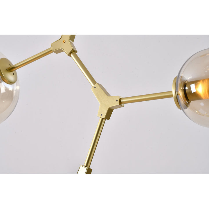 Frame Ceiling Fixture with Dented Glass Shades Arms Are