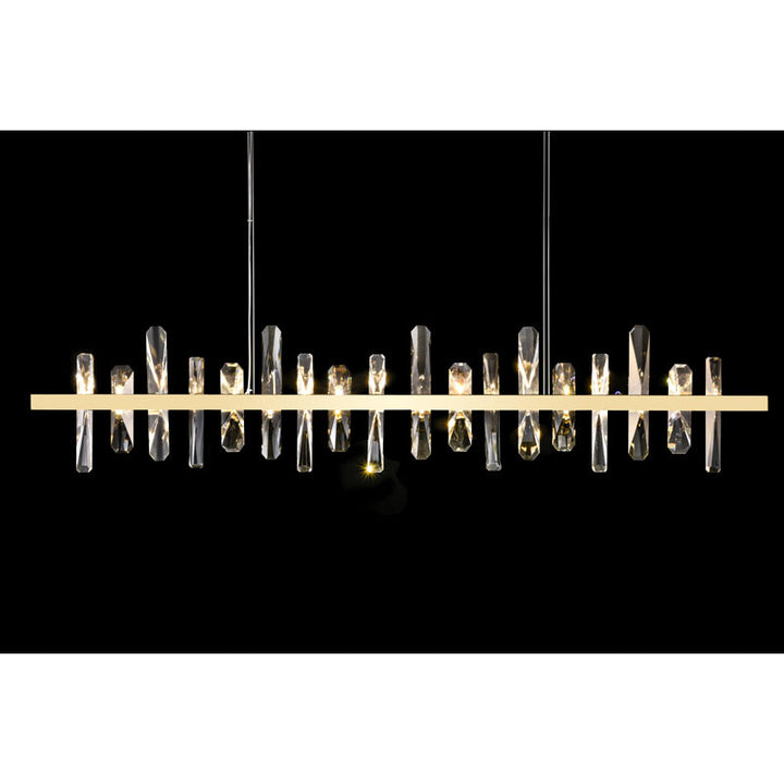 Stainless Steel Frame LED Chandelier with Clear Crystal Plaques in Gold by Bethel