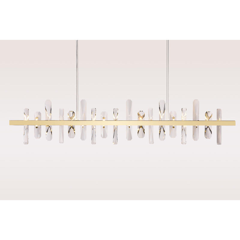Stainless Steel Frame LED Chandelier with Clear Crystal Plaques by Bethel - view 3
