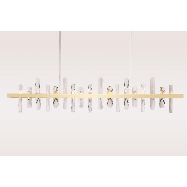 Stainless Steel Frame LED Chandelier with Clear Crystal Plaques by Bethel - view 3