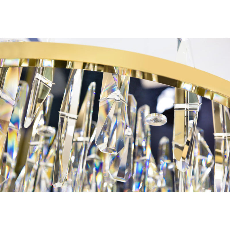 Round Stainless Steel Frame LED Chandelier with Clear Crystal Plaques by Bethel - view 5