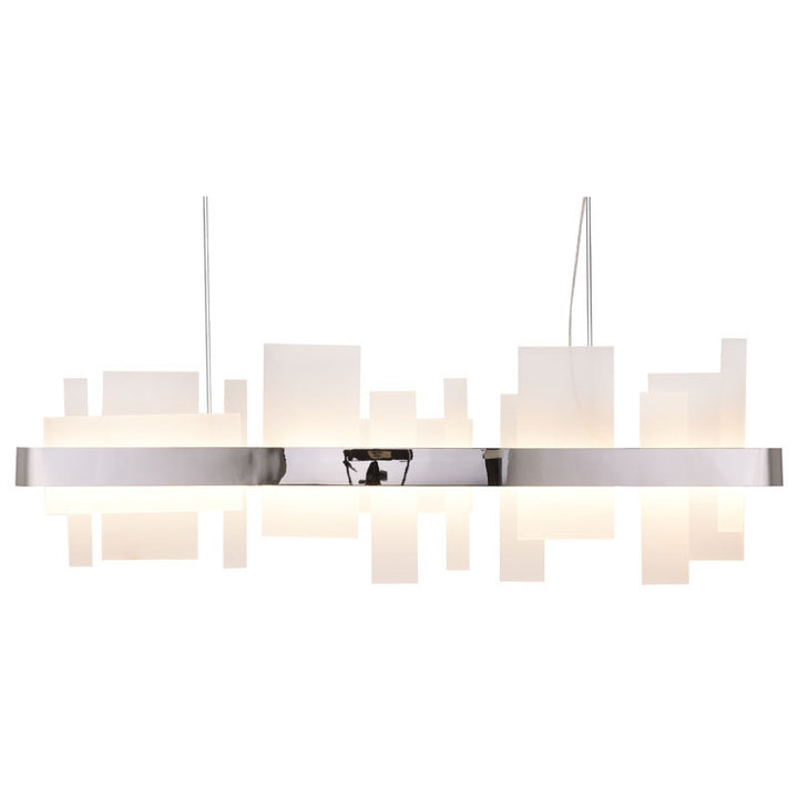 Chrome Oval Metal Frame LED Chandelier with Illuminated Frosted Acrylic Blocks by Bethel