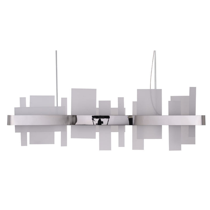 Chrome Oval Metal Frame LED Chandelier with Illuminated Frosted Acrylic Blocks by Bethel - view 2