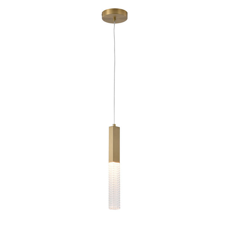 Frame LED Pendant Light with Clear Glass Shade in Gold by Bethel