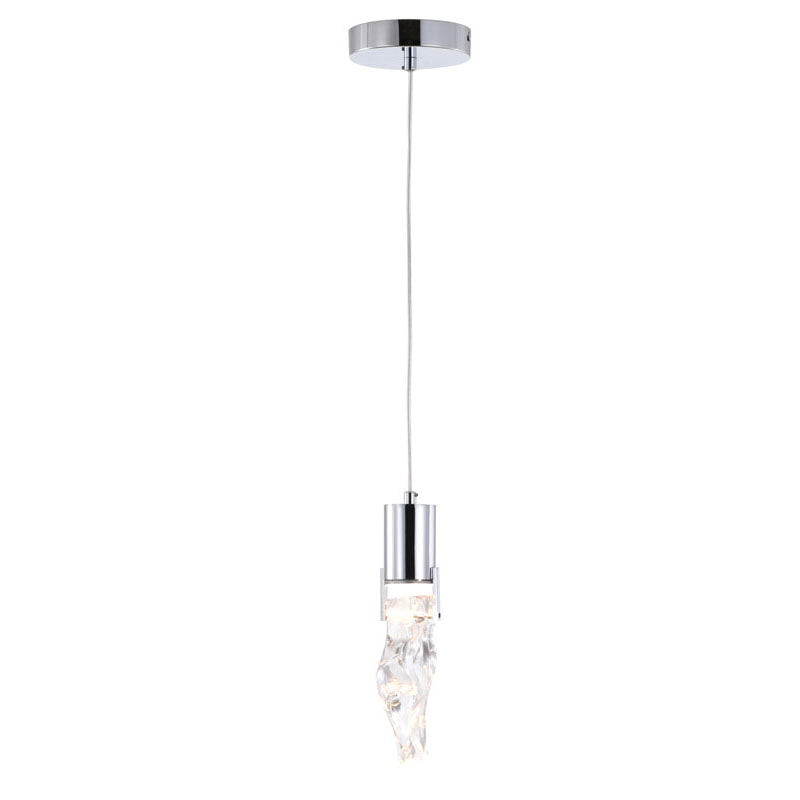 Frame LED Pendant Light with Clear Crystal Stone in Chrome by Bethel