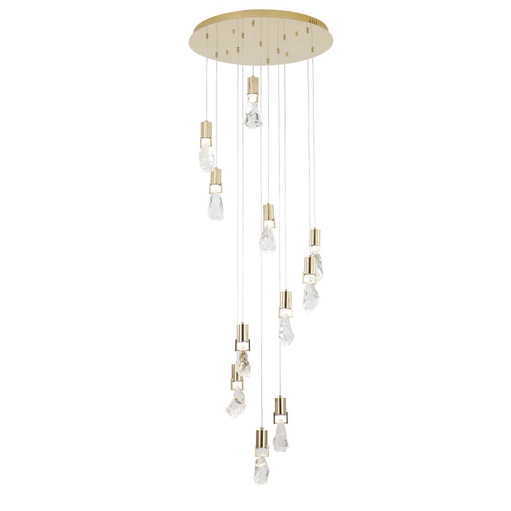 Chandelier with Clear Crystal Stone Pendants, 26", by Bethel