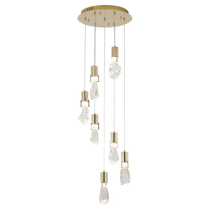 Chandelier with Clear Crystal Stone Pendants, 16", by Bethel