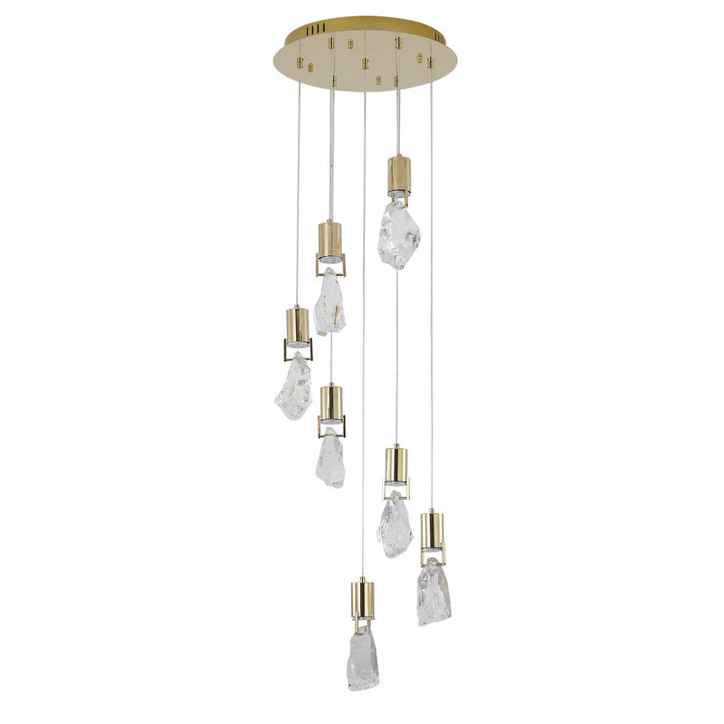 Chandelier with Clear Crystal Stone Pendants by Bethel - view 2