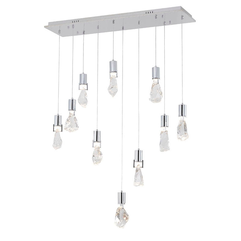Frame Island Light with Clear Crystal Stone Pendants in Chrome by Bethel