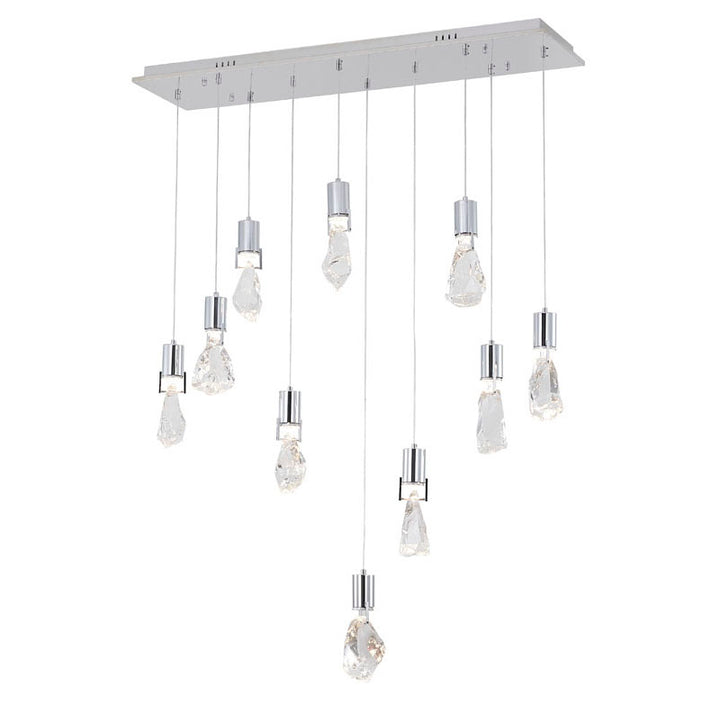 Frame Island Light with Clear Crystal Stone Pendants in Chrome by Bethel