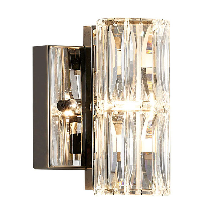 Clear Crystal Cylinder Wall Sconce with Hardware in Chrome by Bethel