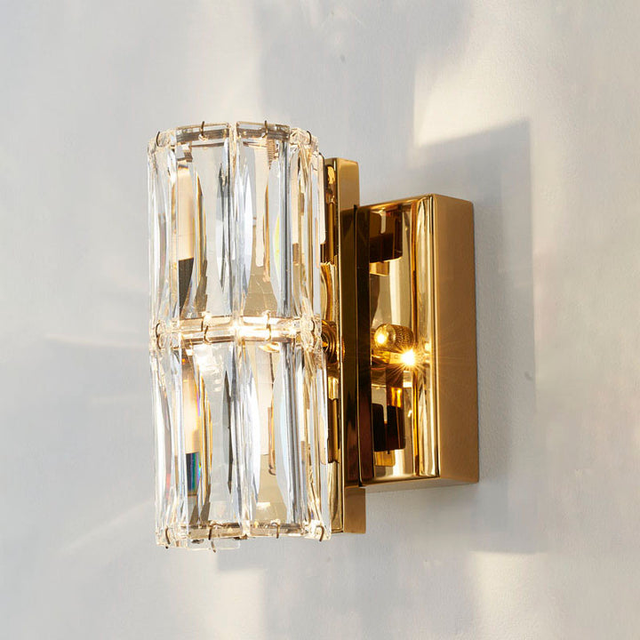 Clear Crystal Cylinder Wall Sconce with Hardware by Bethel - view 13