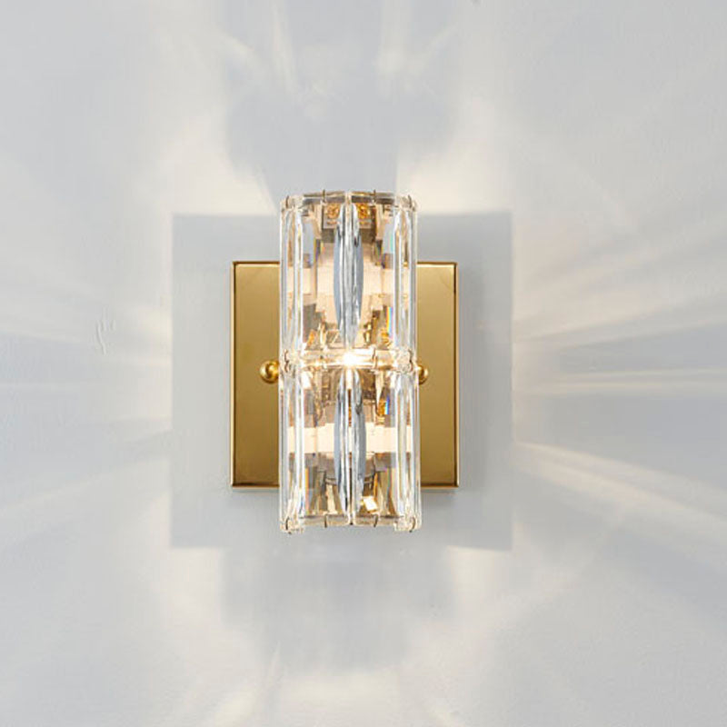 Clear Crystal Cylinder Wall Sconce with Hardware by Bethel - view 17