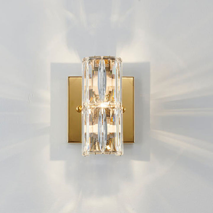 Clear Crystal Cylinder Wall Sconce with Hardware by Bethel - view 17