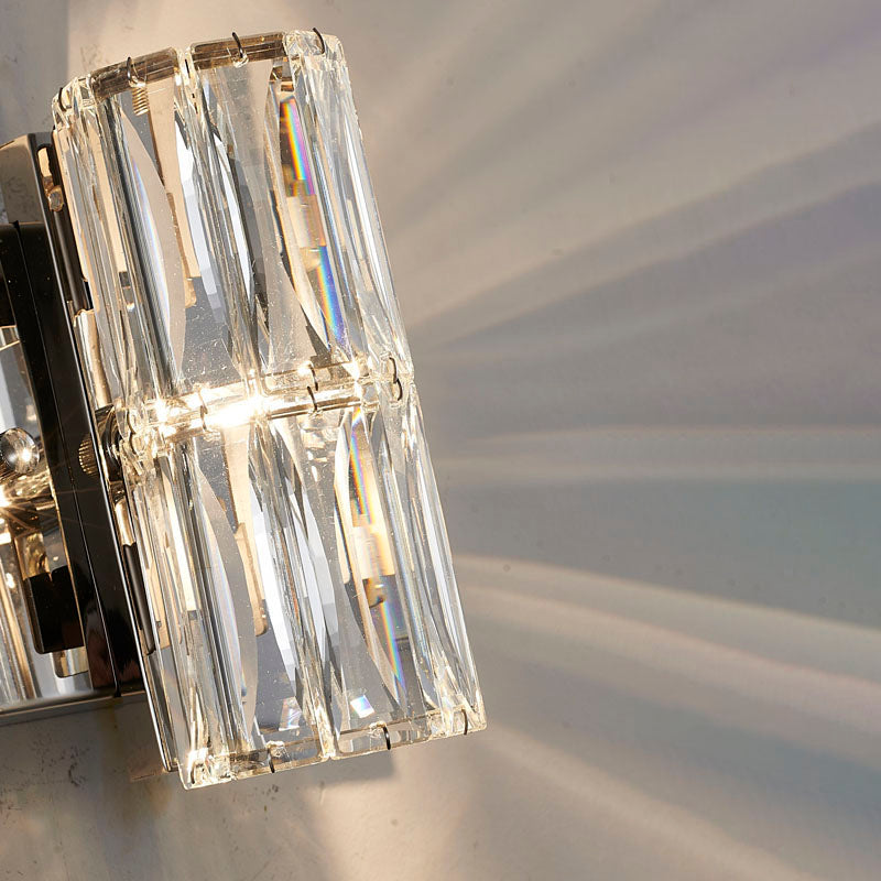 Clear Crystal Cylinder Wall Sconce with Hardware by Bethel - view 2
