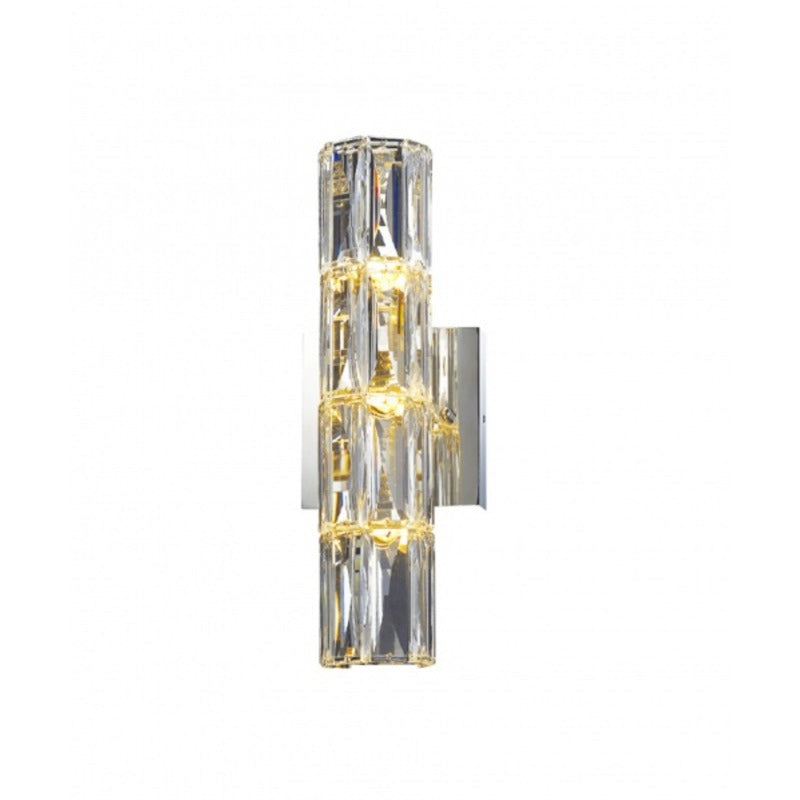 Clear Crystal Cylinder Wall Sconce with Chrome Hardware by Bethel